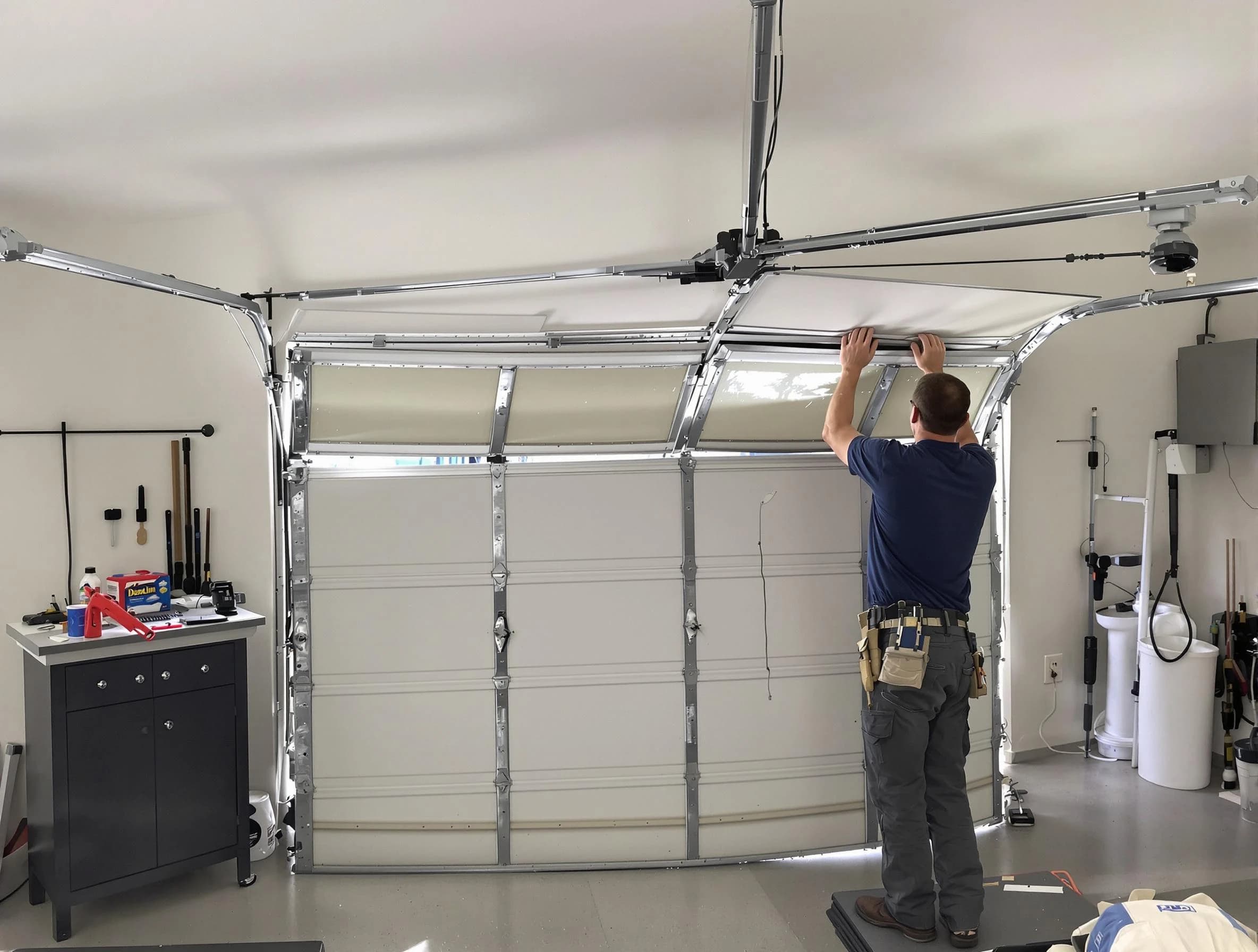 Middleborough Garage Door Repair specialist performing precise section replacement on Middleborough garage door