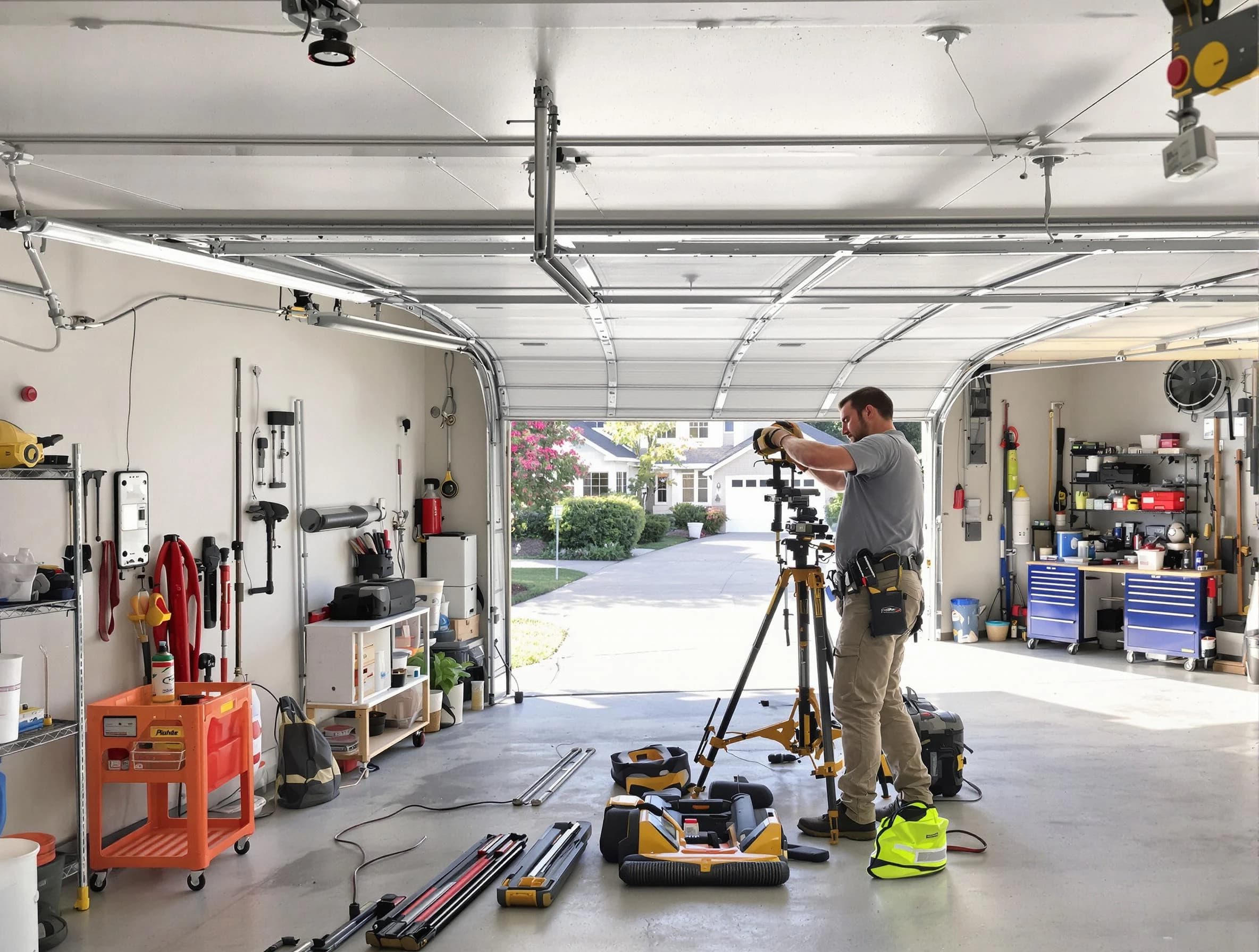 Middleborough Garage Door Repair specialist performing laser-guided track alignment in Middleborough