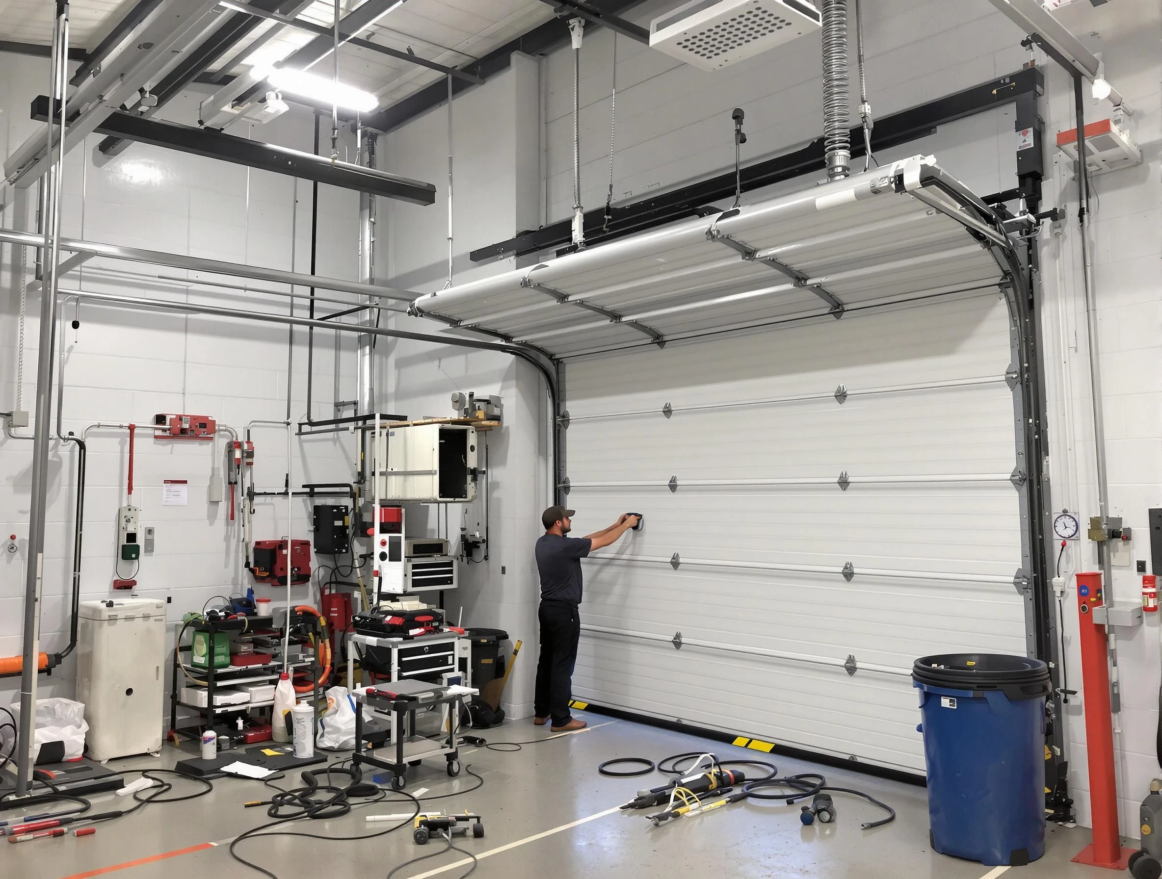 Middleborough Garage Door Repair certified technician performing commercial door repair at a Middleborough business facility