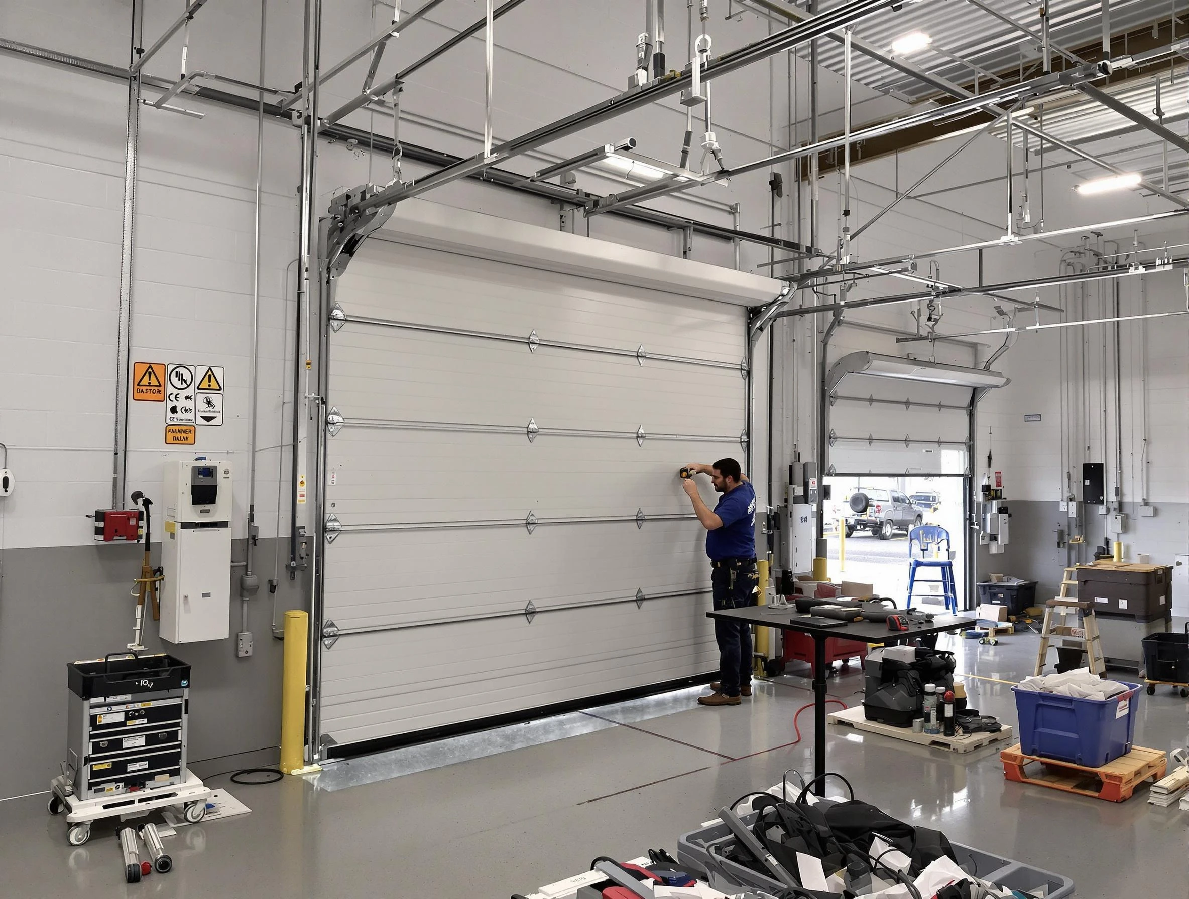 Commercial garage door repair being performed by Middleborough Garage Door Repair expert in Middleborough