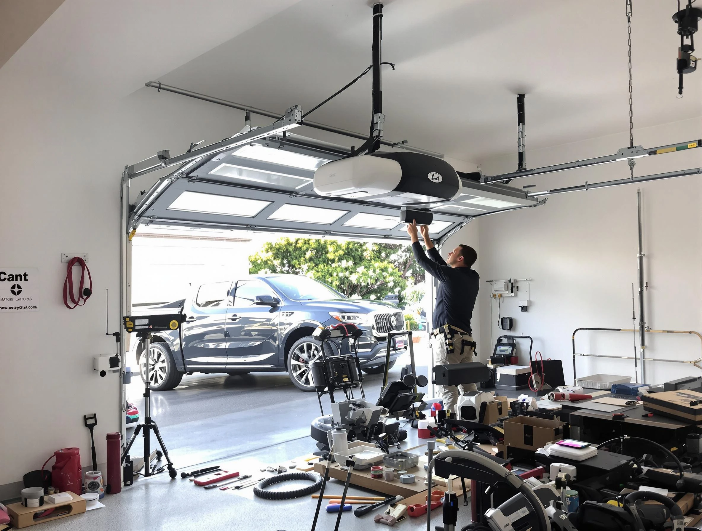 Middleborough Garage Door Repair specialist installing smart garage door opener system in Middleborough home