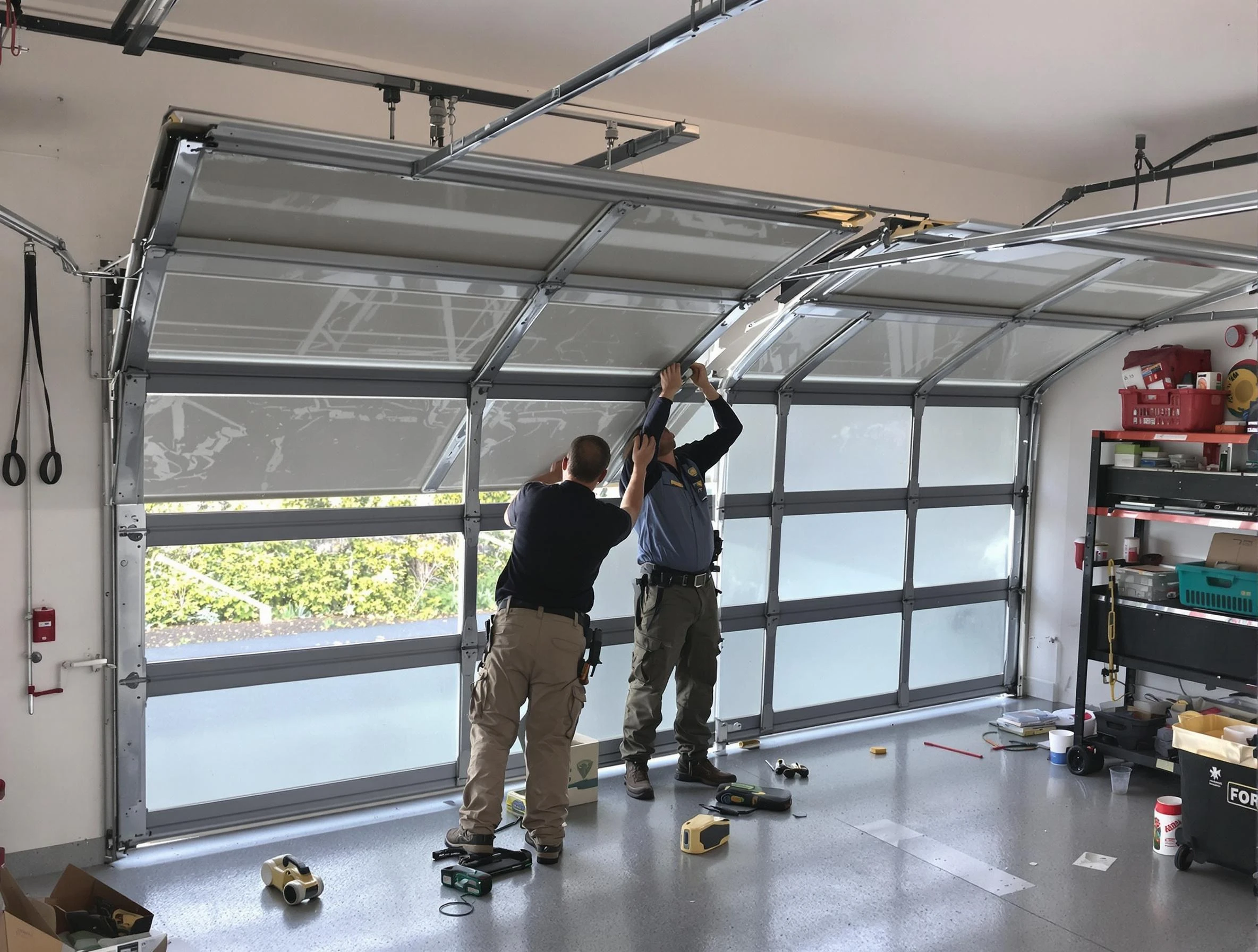Middleborough Garage Door Repair expert performing precise panel replacement on Middleborough garage door