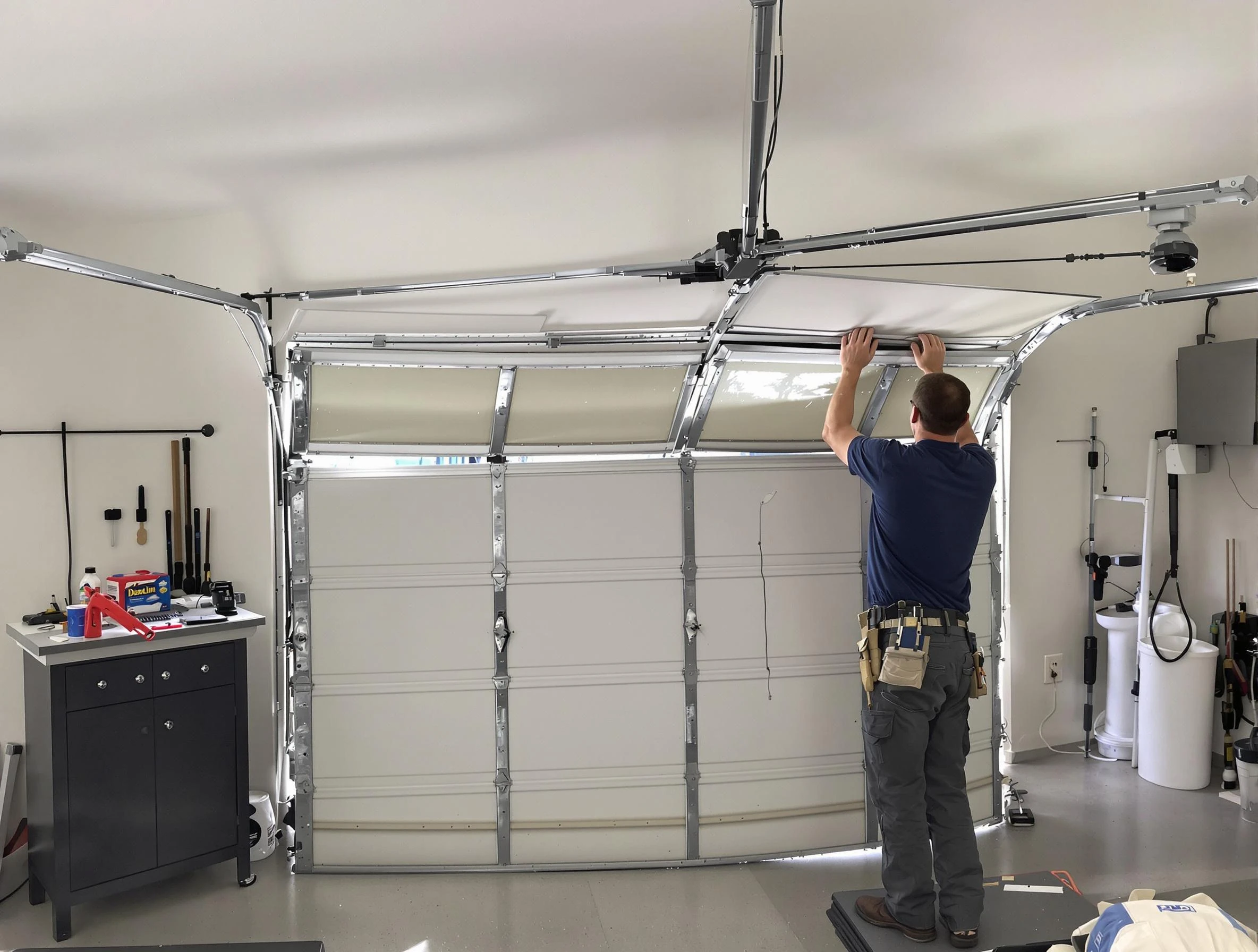 Middleborough Garage Door Repair specialist performing precise section replacement on Middleborough garage door